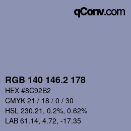 カラーコード: RGB 140 146.2 178 | qconv.com