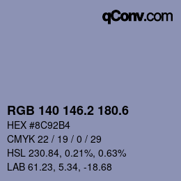 カラーコード: RGB 140 146.2 180.6 | qconv.com