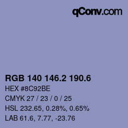 カラーコード: RGB 140 146.2 190.6 | qconv.com