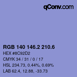 カラーコード: RGB 140 146.2 210.6 | qconv.com