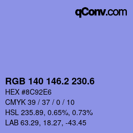 カラーコード: RGB 140 146.2 230.6 | qconv.com