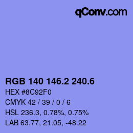 カラーコード: RGB 140 146.2 240.6 | qconv.com