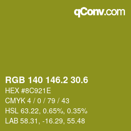 カラーコード: RGB 140 146.2 30.6 | qconv.com