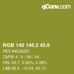 カラーコード: RGB 140 146.2 45.6 | qconv.com