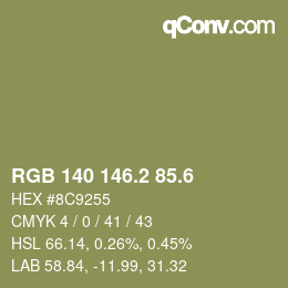 カラーコード: RGB 140 146.2 85.6 | qconv.com