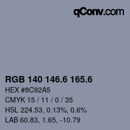 カラーコード: RGB 140 146.6 165.6 | qconv.com