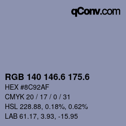 カラーコード: RGB 140 146.6 175.6 | qconv.com