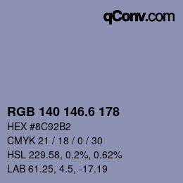カラーコード: RGB 140 146.6 178 | qconv.com