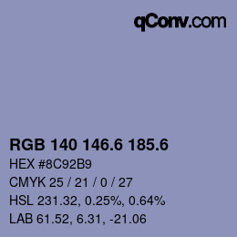 カラーコード: RGB 140 146.6 185.6 | qconv.com