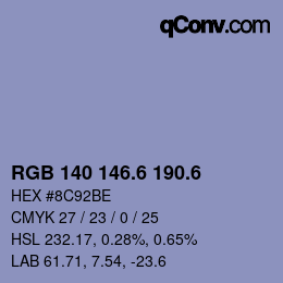 カラーコード: RGB 140 146.6 190.6 | qconv.com