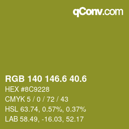 カラーコード: RGB 140 146.6 40.6 | qconv.com