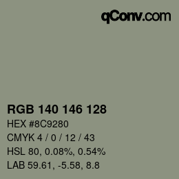 Color code: RGB 140 146 128 | qconv.com