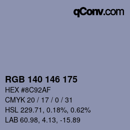 Color code: RGB 140 146 175 | qconv.com