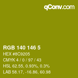 Color code: RGB 140 146 5 | qconv.com