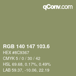 カラーコード: RGB 140 147 103.6 | qconv.com