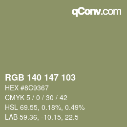 カラーコード: RGB 140 147 103 | qconv.com