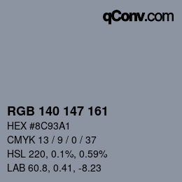 Color code: RGB 140 147 161 | qconv.com