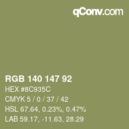 Farbcode: RGB 140 147 92 | qconv.com