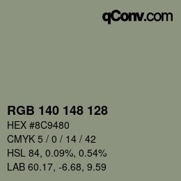 Farbcode: RGB 140 148 128 | qconv.com