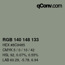 カラーコード: RGB 140 148 133 | qconv.com