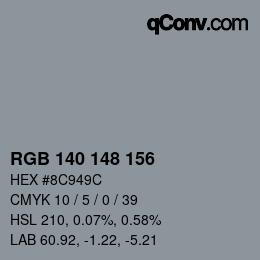 Código de color: RGB 140 148 156 | qconv.com