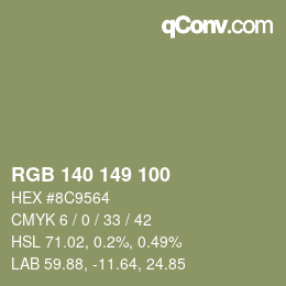 カラーコード: RGB 140 149 100 | qconv.com