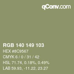 カラーコード: RGB 140 149 103 | qconv.com