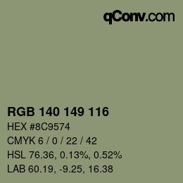 颜色代码: RGB 140 149 116 | qconv.com