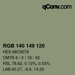 カラーコード: RGB 140 149 120 | qconv.com