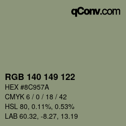 カラーコード: RGB 140 149 122 | qconv.com
