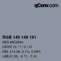 カラーコード: RGB 140 149 161 | qconv.com