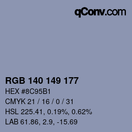 Color code: RGB 140 149 177 | qconv.com