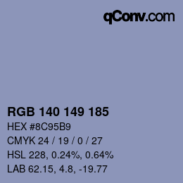 カラーコード: RGB 140 149 185 | qconv.com