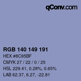 Color code: RGB 140 149 191 | qconv.com