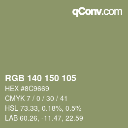 カラーコード: RGB 140 150 105 | qconv.com