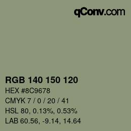 カラーコード: RGB 140 150 120 | qconv.com
