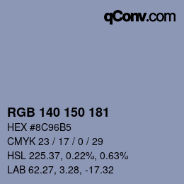 カラーコード: RGB 140 150 181 | qconv.com