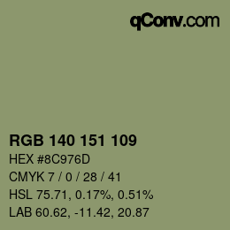 Color code: RGB 140 151 109 | qconv.com