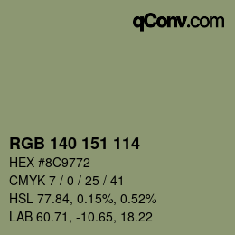 颜色代码: RGB 140 151 114 | qconv.com