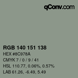 Color code: RGB 140 151 138 | qconv.com