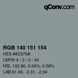 カラーコード: RGB 140 151 154 | qconv.com
