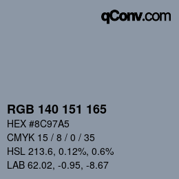 Color code: RGB 140 151 165 | qconv.com