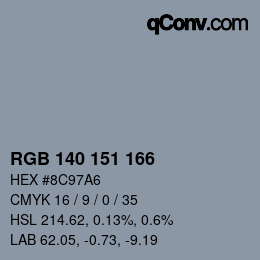 颜色代码: RGB 140 151 166 | qconv.com