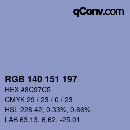 Color code: RGB 140 151 197 | qconv.com