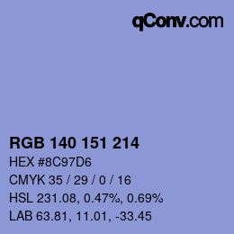 カラーコード: RGB 140 151 214 | qconv.com