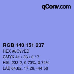 Color code: RGB 140 151 237 | qconv.com