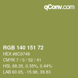 颜色代码: RGB 140 151 72 | qconv.com