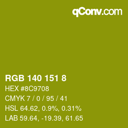 カラーコード: RGB 140 151 8 | qconv.com