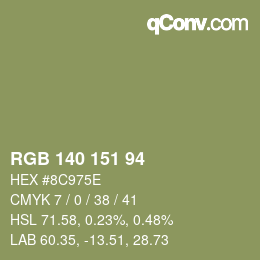 Color code: RGB 140 151 94 | qconv.com