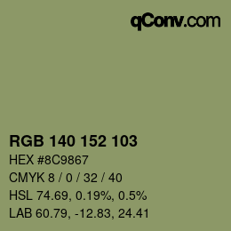 Color code: RGB 140 152 103 | qconv.com